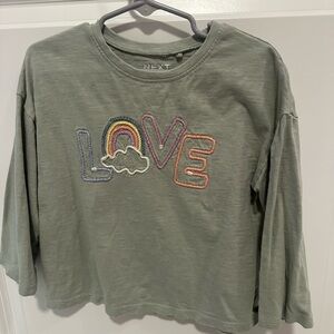 next Sage Green Long Sleeve Top with Rainbow 'LOVE' Embroidery